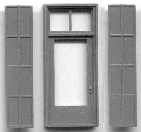 With Frame & Transom Grandt Line HO #5312 Double Door 2 Plastic Doors 